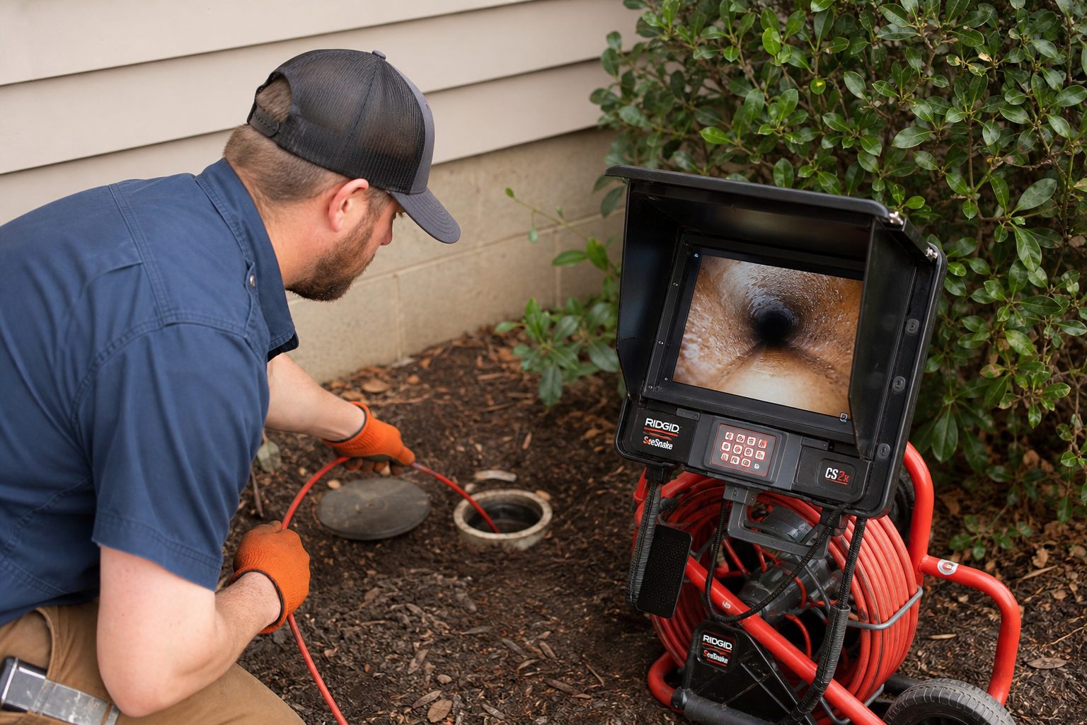 Sewer camera diagnosis at the cleanout